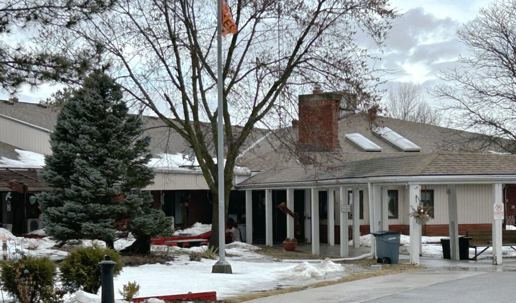 Front entrance to Iroquois Lodge located at 1755 Chiefswood Rd.