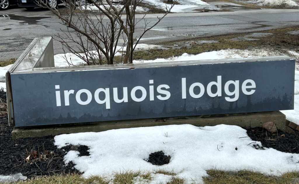 Iroquois Lodge Sign at 1755 Chiefswood Rd.